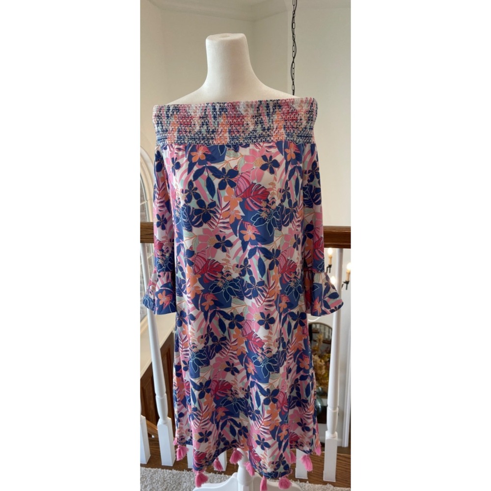 Cabana Life Off Shoulder Charleston Dress Paisley Floral - Size XL